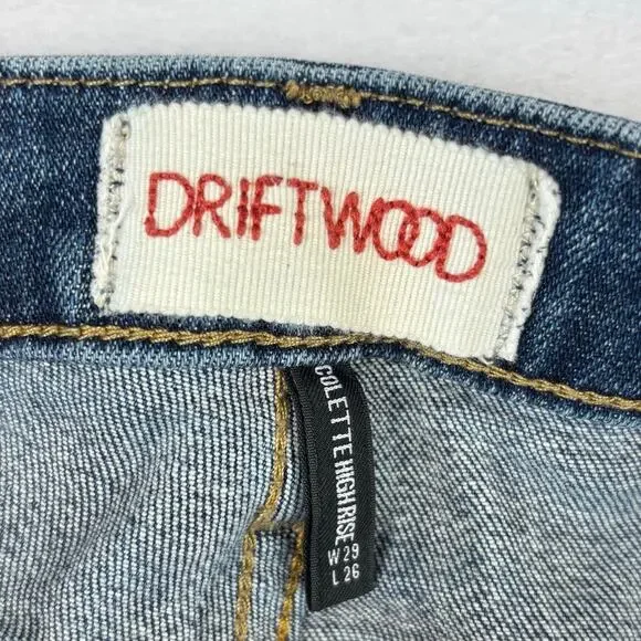 Driftwood Colette High Rise Jeans Size 29 Embroidered Cuff DW-P40373A - Picture 6 of 9